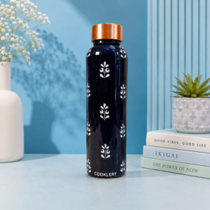 Ajrakh Kala | Copper Water Bottle 1 Litre | 100% Copper, BPA Free & Leak Proof