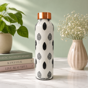 Leafy Aura | Copper Water Bottle 1 Litre | 100% Copper, BPA Free & Leak Proof