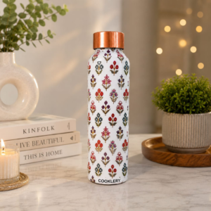 Meena Phulkari | Copper Water Bottle 1 Litre | 100% Copper, BPA Free & Leak Proof