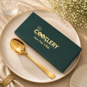 Gold Stainless Steel Spoon-Set of 6pcs ( 19cm - Large) with Gift Box